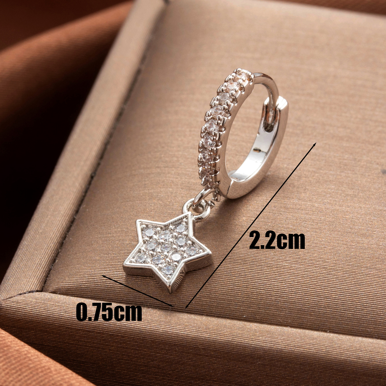 1 Piece Simple Series Classic Star Shape Copper  Gold Color Material Zircon Women's Dangle Earrings h5 